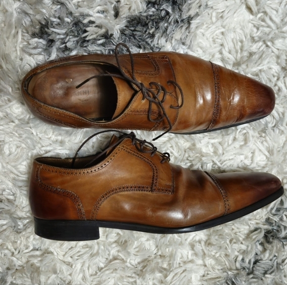 Magnanni Men's Lace-Up Shoes Brown Leather Size 9 - Picture 1 of 7